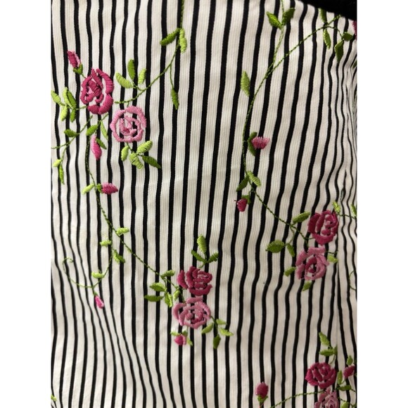 Y2K Maggy London floral Embroidered Roses Striped Babydoll Dress Sz12 - Picture 12 of 12